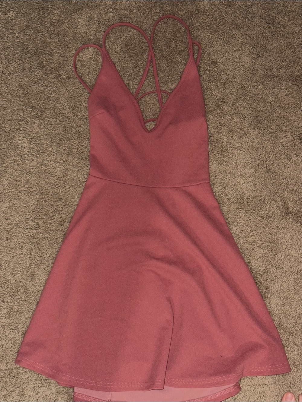 SHEIN Mauve Crisscross Backless Skater Dress - Picture 2 of 5